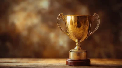 Golden Trophy on Table