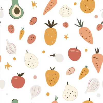 Cute Fruits and Vegetables Washi Tape Patterns