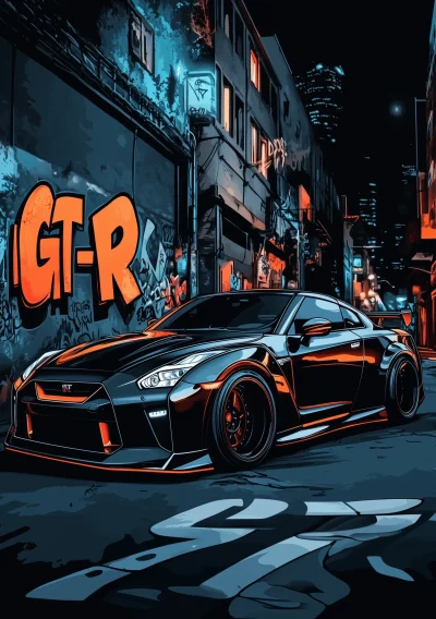 Cartoon Style Nissan GTR Drifter