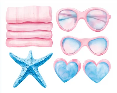 Summer Beach Accessories Clipart