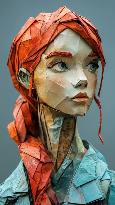 Origami Style Redhead Woman