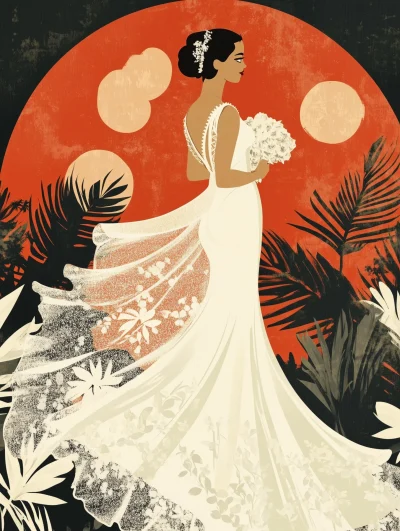 Retro Mermaid Bride Poster