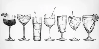 Vintage Drinking Glasses Sketch