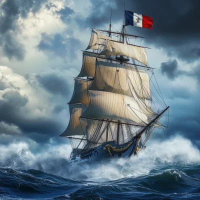 Majestic French Frigate at Sea