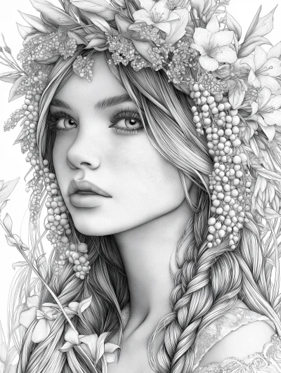 Spring Goddess Coloring Page