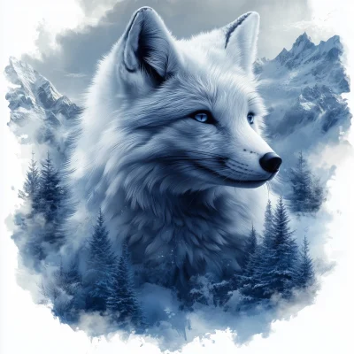 Arctic Fox Double Exposure