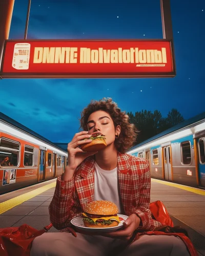 Attractive Woman Enjoying a Burger