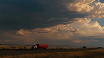 Red Truck at Sunset