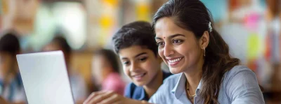 Teacher and Student in Classroom