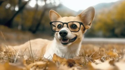 Smiling Dog with Glasses