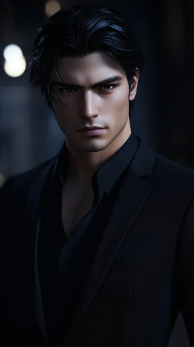 Man with Sleek Black Hair