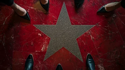 Starry Footprints on Red Carpet