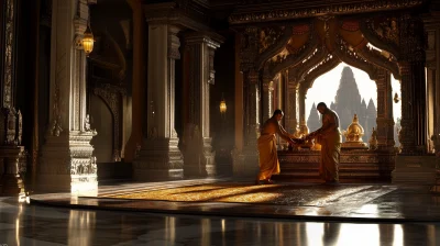 Monks in Sacred Temple