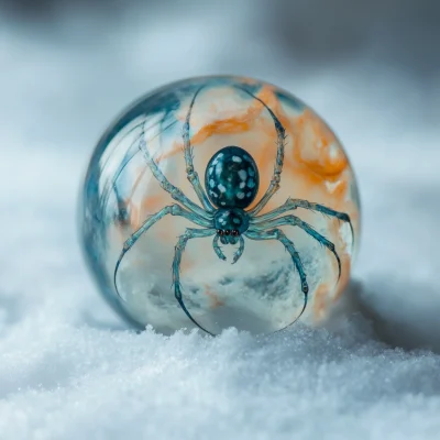 Glass Marble with Spider Design