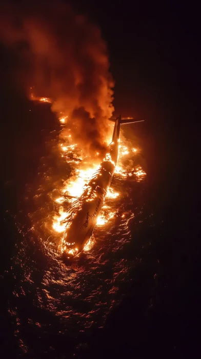 Nighttime Ocean Crash Rescue