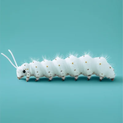 White Caterpillar on Blue