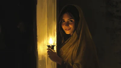 Young Woman with Oil Lamp