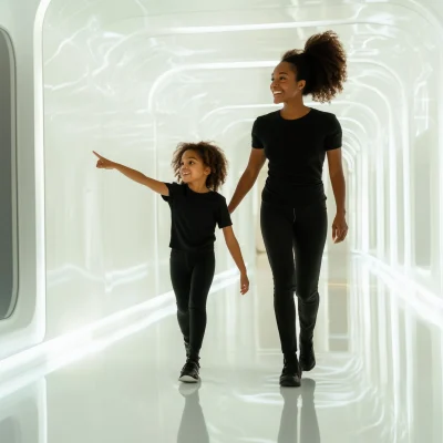 Mom and Daughter in Hallway