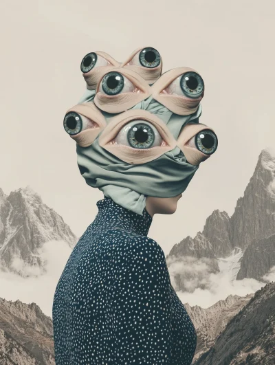 Surreal Woman with Multiple Eyes