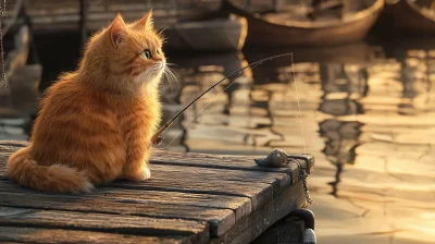 Fishing Cat at Sunset