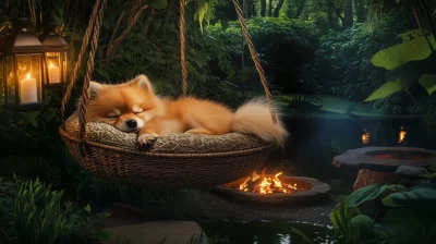 Cozy Pomeranian in Nature