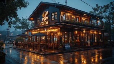 Cozy Nighttime Coffee Shop