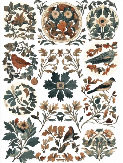 William Morris Style Decorative Stickers