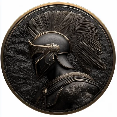 Fantasy Spartan Plumed Helm Coin