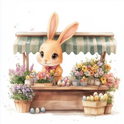 Spring Flower Stall with Easter Theme