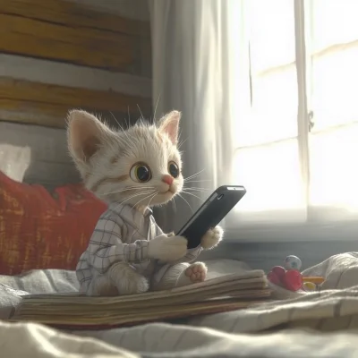 Fluffy 3D Kitty Playing Games