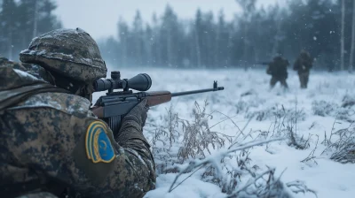 Ukrainian Sniper in Snow