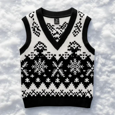 Black and White Christmas Sweater Vest