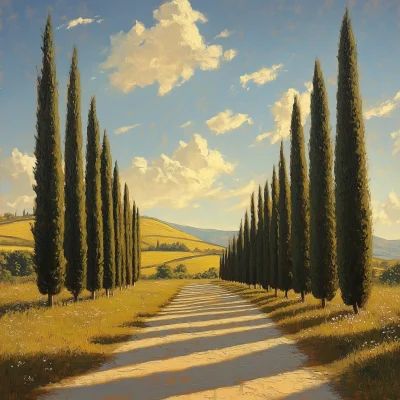 Winding Road in Cypress Landscape