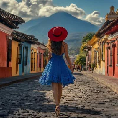 Girl in Blue Dress in Antigua