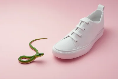 Green Snake and Shoe