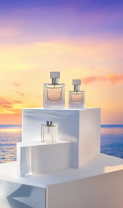 Perfume Bottles at Sunset