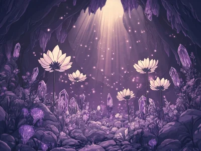 Glowing Flowers in a Cave