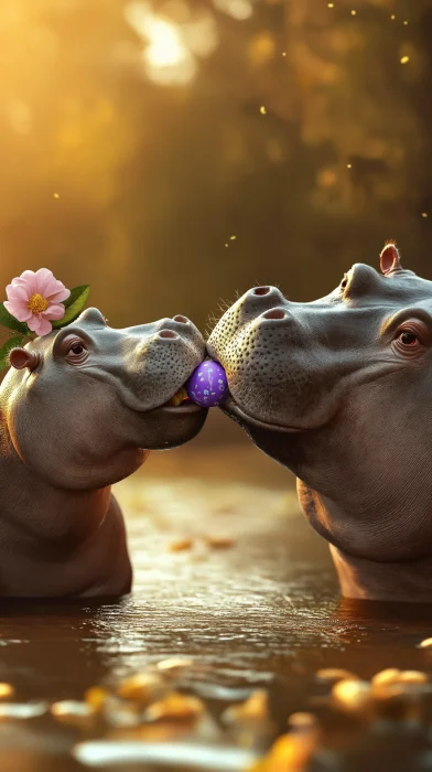 Hippo Love at Sunset