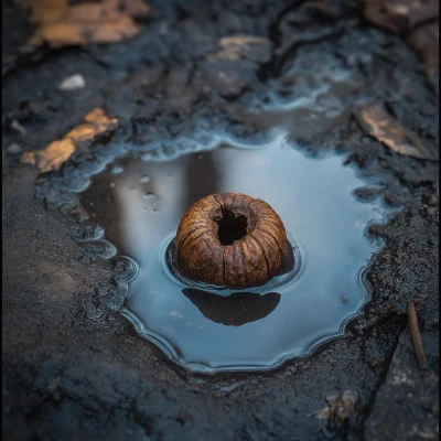 Rusty Nut in Puddle