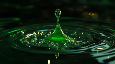 Green Drop on Glass