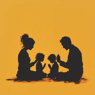 Family Prayer Silhouette