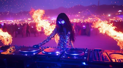 Futuristic DJ with Flames