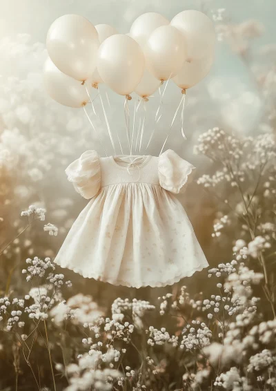 Floating Baby Dress with Balloons