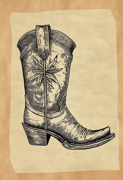 Vintage Cowboy Boot Drawing