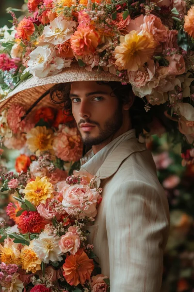 Flower Adorned Umbrella Photoshoot