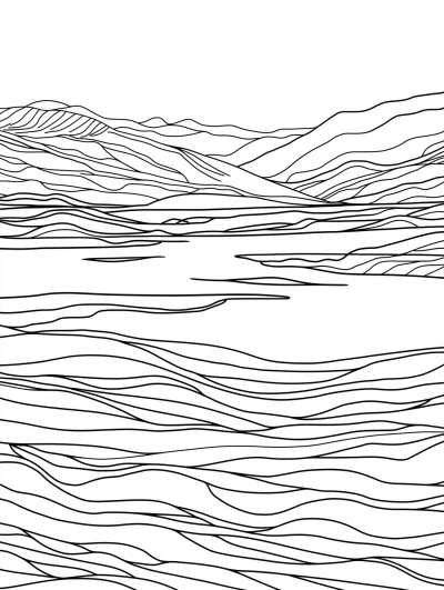 Scottish Landscape Line Art