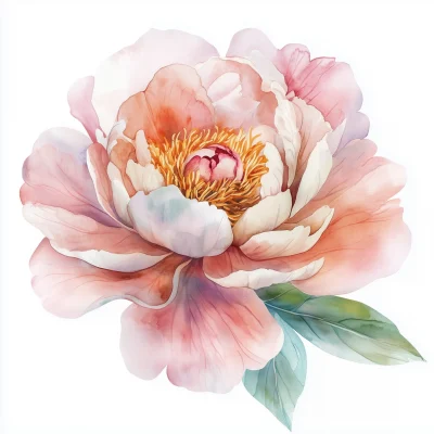 Blush Peony in Watercolor