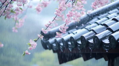 Cherry Blossoms in the Rain