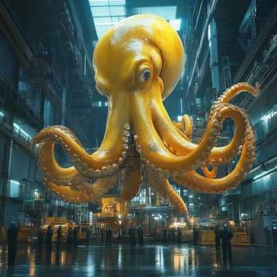 Giant Yellow Octopus in Factory