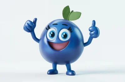 Happy Blueberry Character